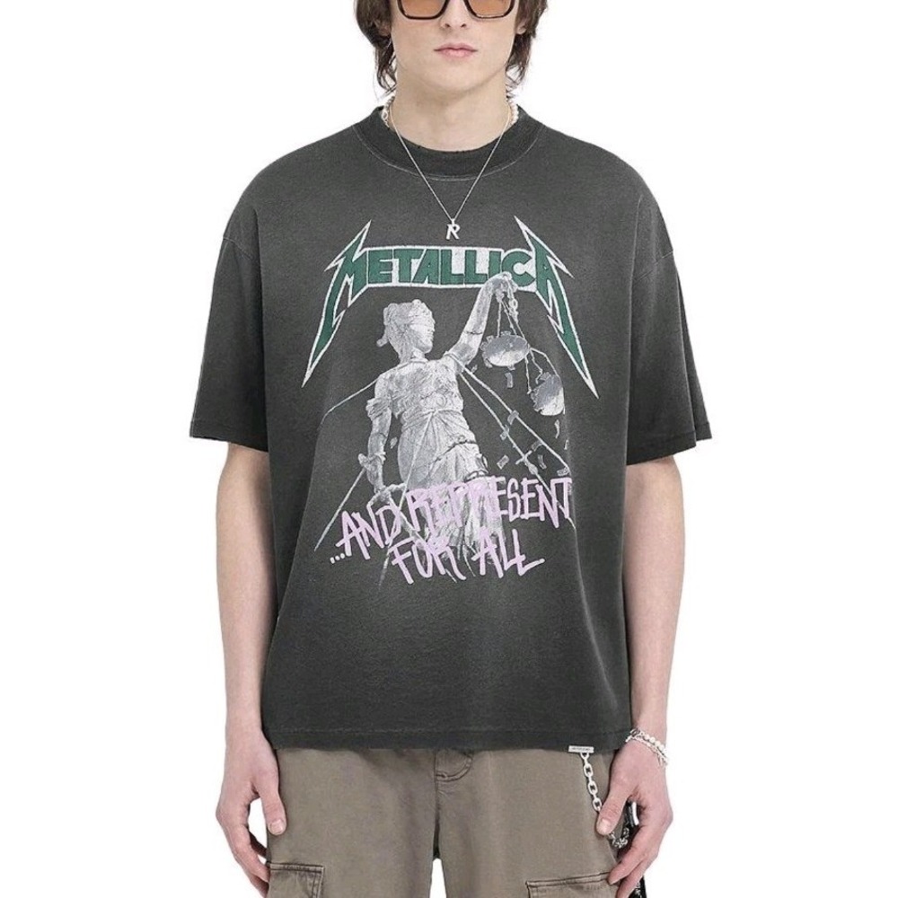 NEW REPRESENT X Metallica Justice For All T Shirt Men S Black Rock Boxy Grunge‎